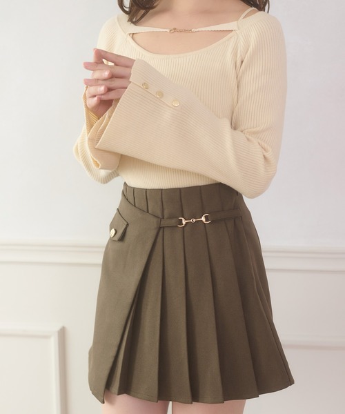 Ambre Neige（アンブルネージュ） スカート gold button pleats mini