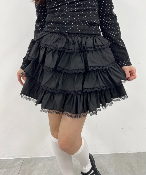 スカート 「PHILLY」ボリュームフリルレースミニスカート : ZOZOTOWN