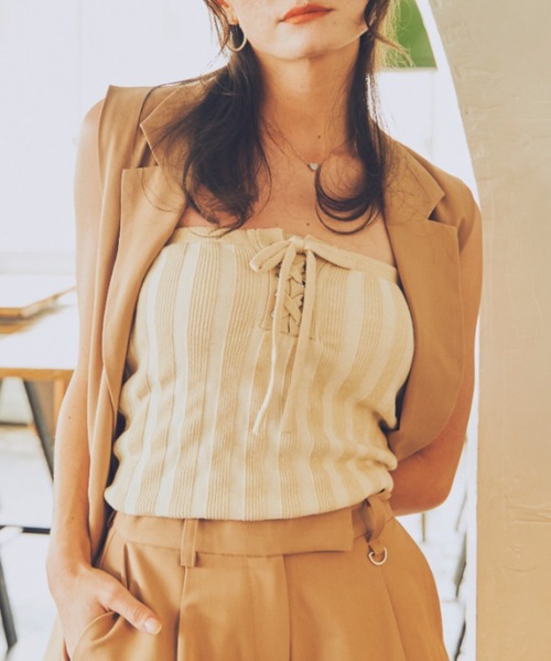 HJelly 編み上げ ベアトップス HJelly 編み上げベアトップス