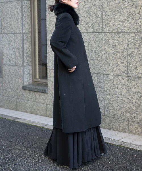 ＆HALF ステンカラーコート コート ファー襟付きカシミヤコート「入学