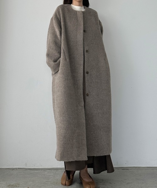 Louere（ルエレ） ノーカラーコート コート シャギーノーカラー