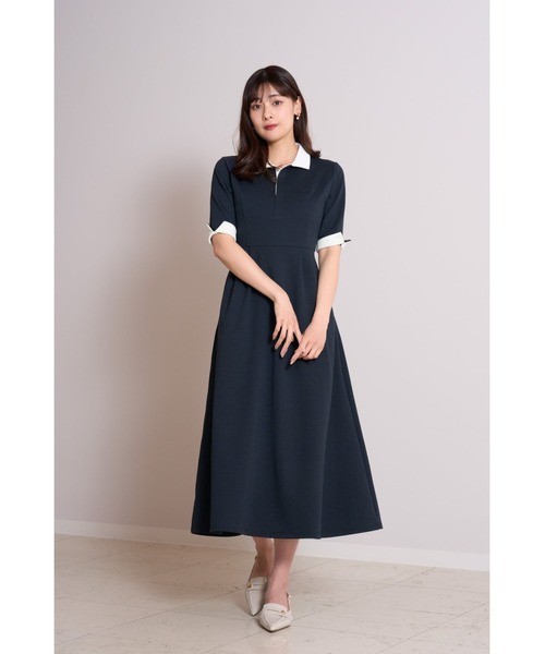 polo pleated mini dress Mini pleated polo collar dress