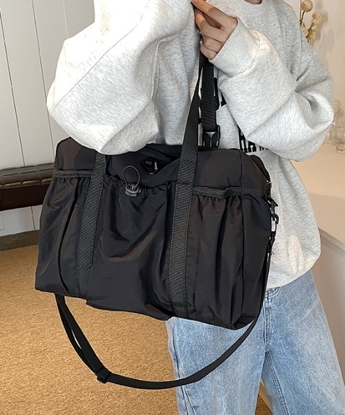 ボストンバッグ 「2WAY」アウトポケット大容量ナイロンボストン