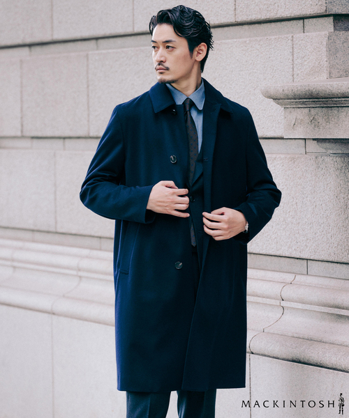 MACKINTOSH×LORO PIANA】ウールステンカラーコート ネイビー