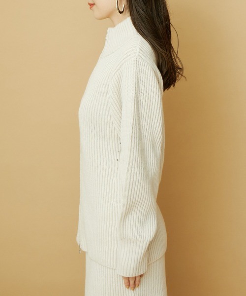 VIS（ビス） カーディガン 「洗える」ジップアップニットカーディガン