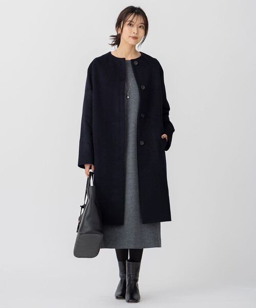 23区（ニジュウサンク） ノーカラーコート コート ウールカシミヤ