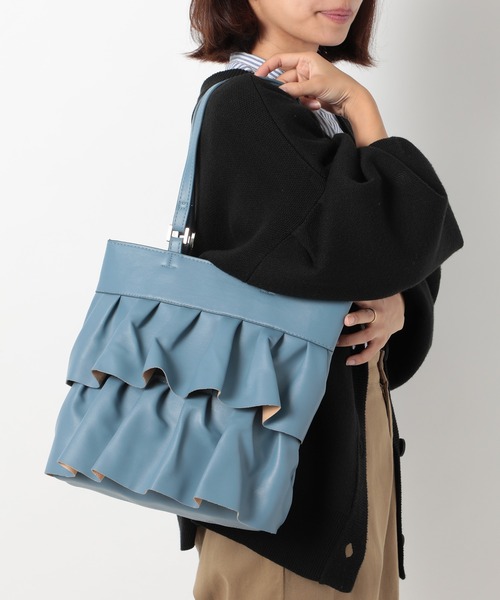 MIAN（ミアン） トートバッグ 「MIAN」フェイクレザーフリルギャザー