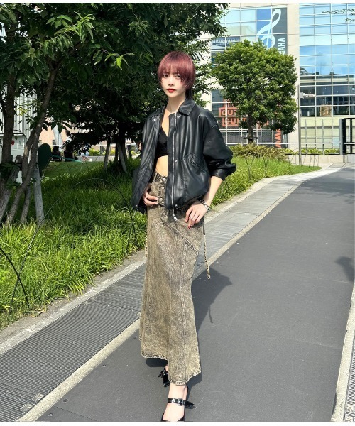 THE MILES スカート :SOLA レイヤードブリーチロングスカート「9een21