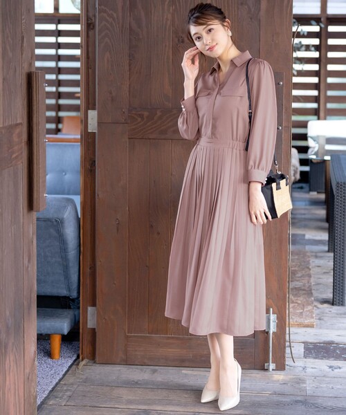 Tiaclasse シャツワンピース 「洗える」ヴィンテージサテンシャツ