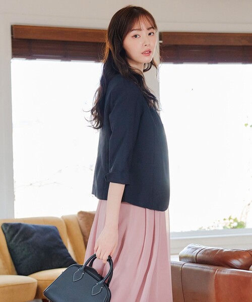 Tiaclasse ジャケット ノーカラージャケット カチオンカラーレス