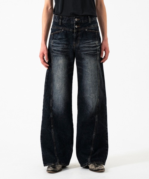 Camphor wood ジーンズ CRUSH FADE SIDE SEEM BOOTS CUT JEANS