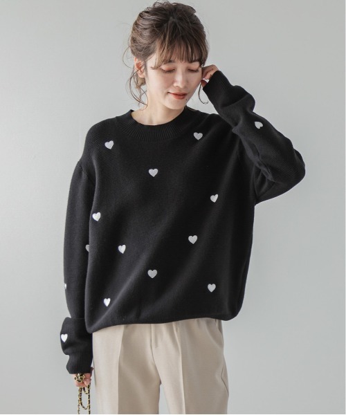 ニット セーター ハート刺繍ニットトップス レディース : ZOZOTOWN