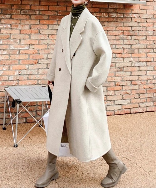 コート チェスターコート ダブルブレストロングコート レディース