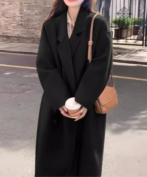 コート チェスターコート ダブルブレストロングコート レディース