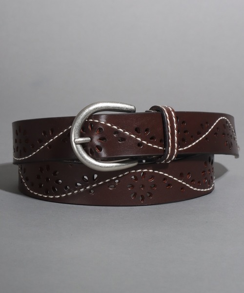 SOMETHING（サムシング） ベルト ステッチ パンチング レザーベルト