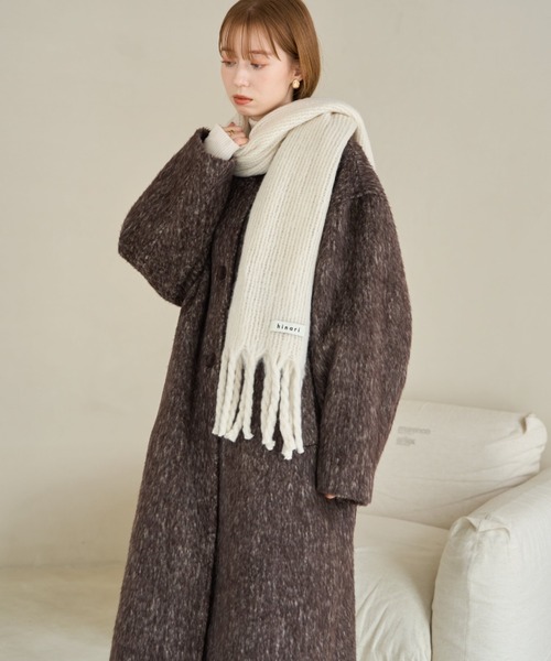 hinari（ヒナリ） コート アウター ノーカラーシャギーロングコート