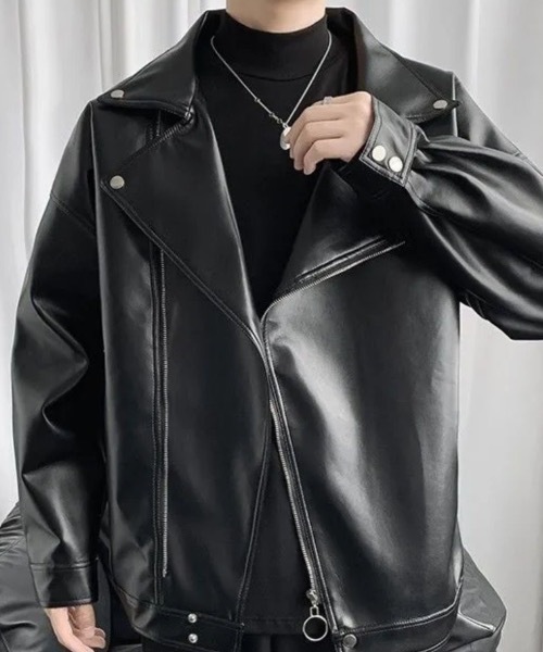 革ジャン ライダース PUビッグシルエットダブルライダースジャケット