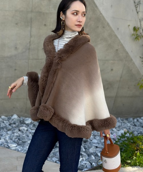 deux amour ポンチョ グラデーションフリルポンチョ レディース