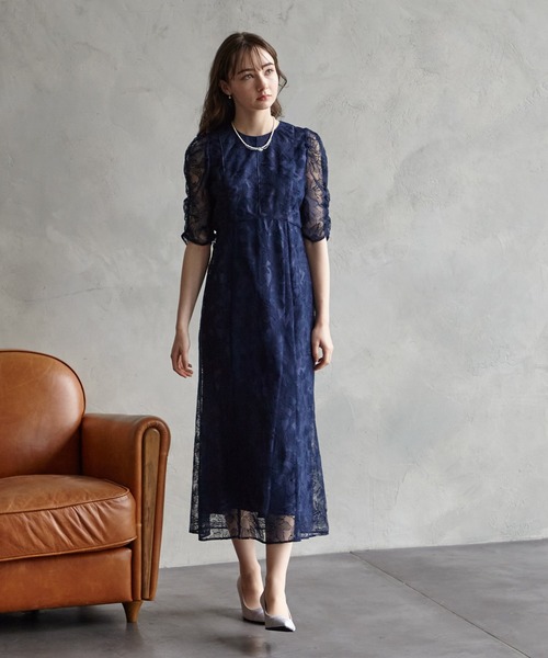 AIMER（エメ） ドレス チュールエンブロイダリーレースパイピング