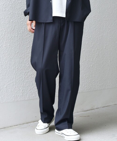 SHIPS any スラックス any: LIM BLESS ソリッド/ストライプ 2プリーツ