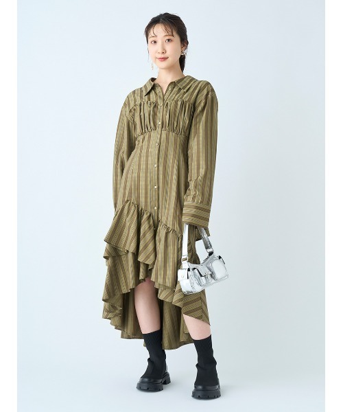 LILY BROWN（リリーブラウン） シャツワンピース 1 グリーン