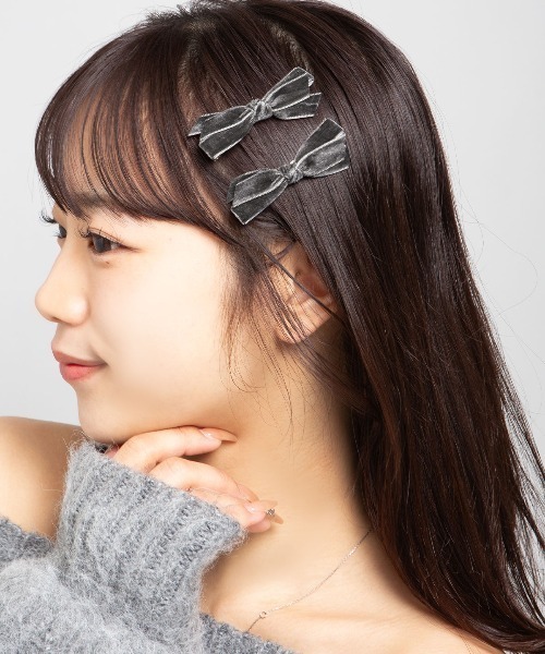 ヘアピン 「2個1セット」ベロア 二重 リボン : ZOZOTOWN Yahoo!店