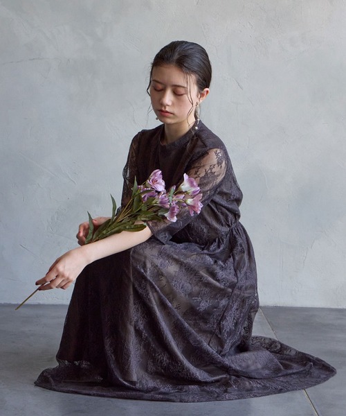 AIMER（エメ） ドレス 「WEB限定」プチハイネック5分袖レース