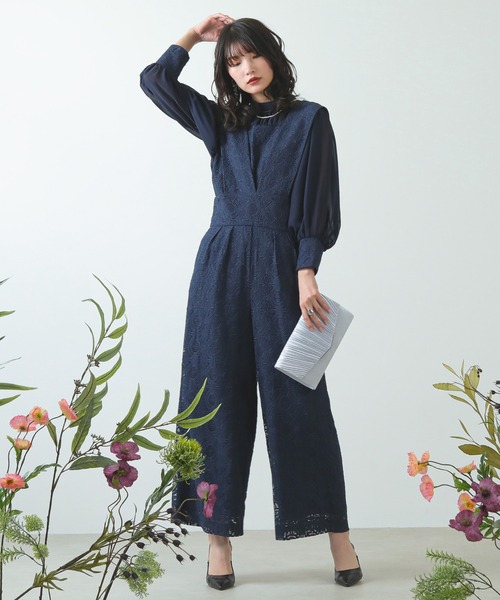 Kana パンツドレス 幾何学柄 レース セットアップ パンツ パーティー