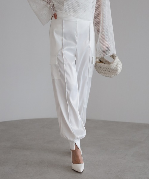 Bonjour Sagan（ボンジュールサガン） カーゴパンツ 裾スリットサテン