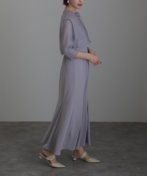 atlo（アトロ） ドレス 七分袖＆ロング パーティードレス オーガンジー