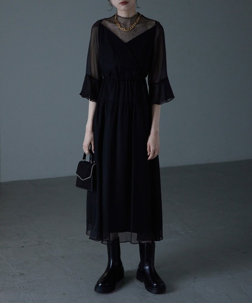 etoll.（エトル） ドレス ラメチュールシフォンドレス ワンピース 結婚