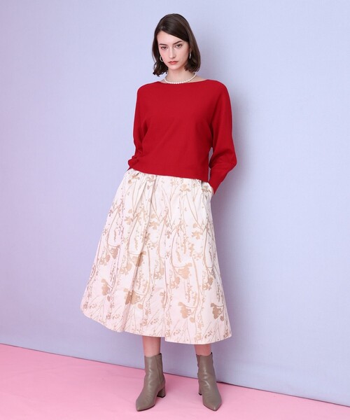 ANAYI（アナイ） スカート シルエットフラワージャガードタックス