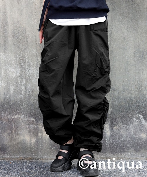antiqua（アンティカ） カーゴパンツ UVカット撥水加工 ギャザーカーゴ