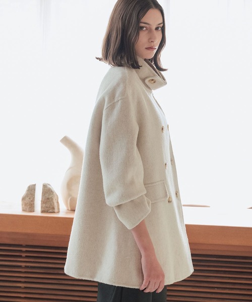 ELFRANK ステンカラーコート コート 「ウール70％」スタンドカラー