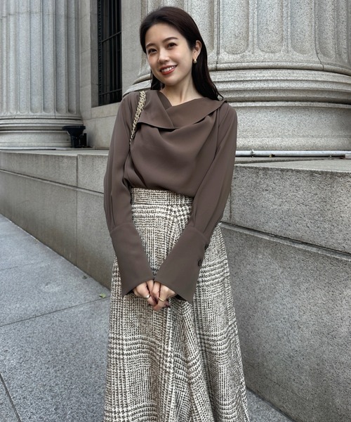 anuans（アニュアンス） スカート ウールチェックツイードフレア