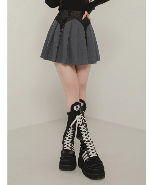 Darich（ダーリッチ） スカート ガーターデザインプリーツミニスカート