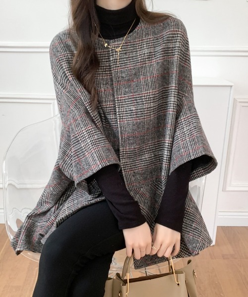 ABITOKYO（アビトーキョー） ポンチョ ビックシルエットチェック柄