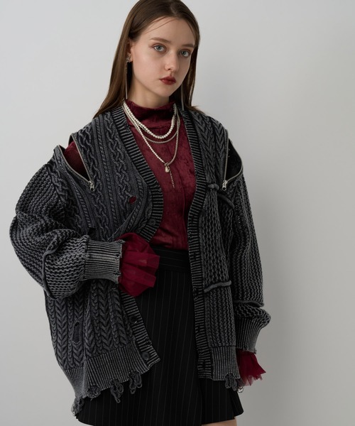 HARE（ハレ） カーディガン BIGダメージZIPカーディガン(HARE) メンズ