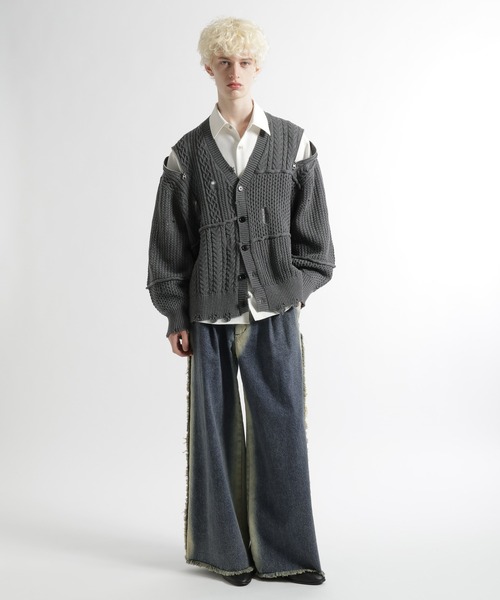 HARE（ハレ） カーディガン BIGダメージZIPカーディガン(HARE) メンズ