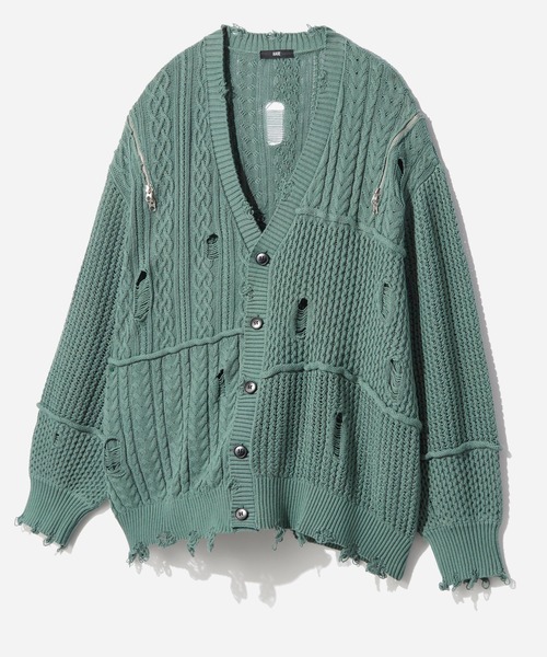 HARE（ハレ） カーディガン BIGダメージZIPカーディガン(HARE) メンズ