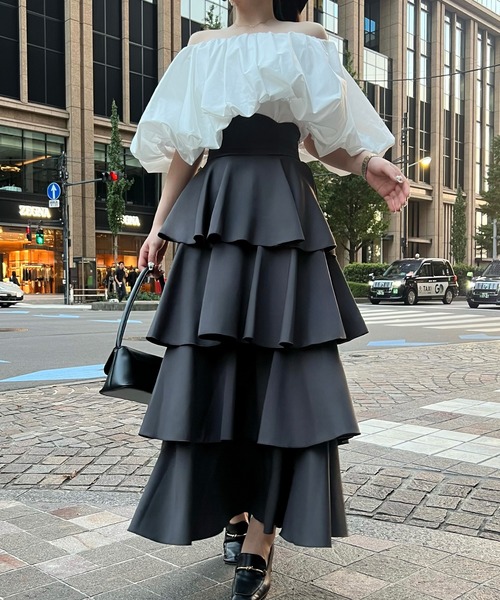 JUNOAH（ジュノア） スカート コルセットデザインフリルスカート