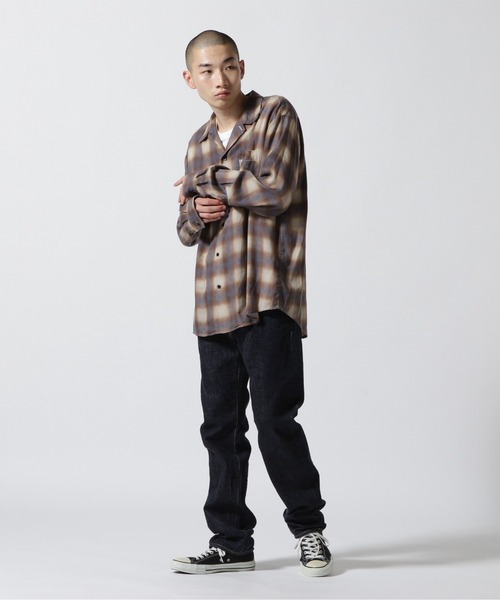 MINEDENIM（マインデニム） シャツ Drape Denim Ombre Check Loose