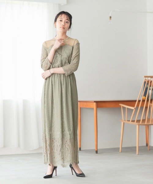 ADAM ET ROPE'（アダムエロペ） ワンピース チュールパネルレース