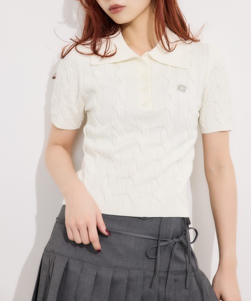 SLY（スライ） ポロシャツ ポロ 「再入荷」CABLE POLO KNIT TOPS
