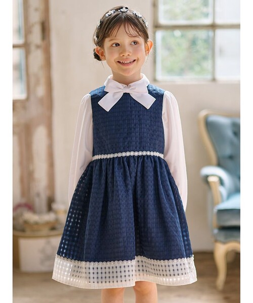 組曲（KUMIKYOKU） ワンピース 「110-140cm」シアーチェックバイカラー