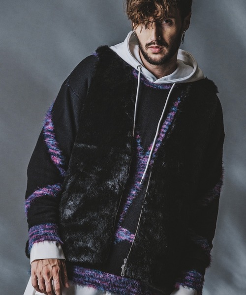 NO ID.（ノーアイディー） ベスト ジレ 「NO ID.」Fake Fur Vest