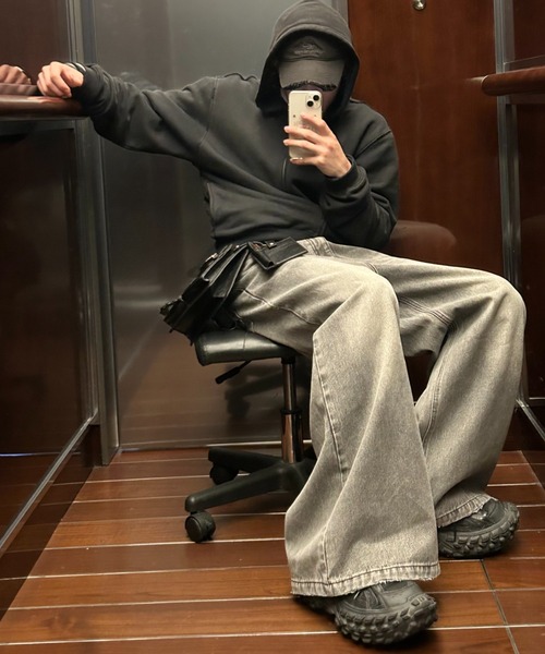 MASONPRINCE ジーンズ サイドベルト ワイドフレアデニムパンツ NZK6069