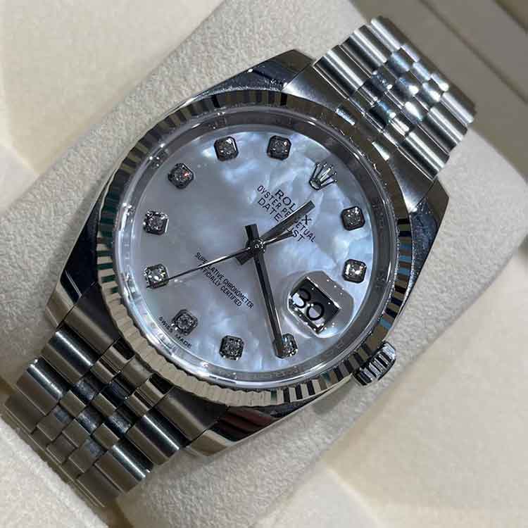 ロレックス デイトジャスト 36mm ホワイトシェル文字盤 10P