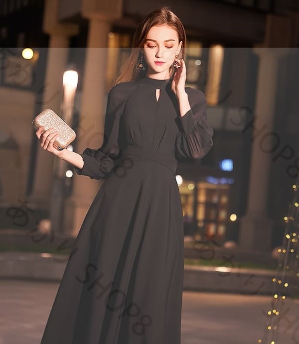 Qoo10] コスパ最高パーティードレス ロング 袖あ