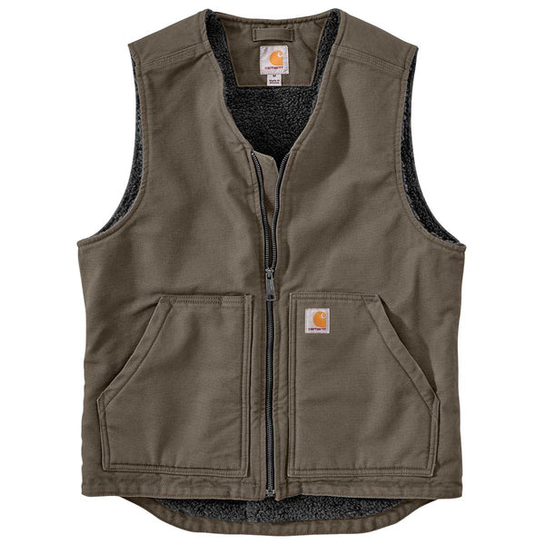 Carhartt 0V394-M Relaxed Fit Washed Duck Sherpa-Lined Vest | Gemplers